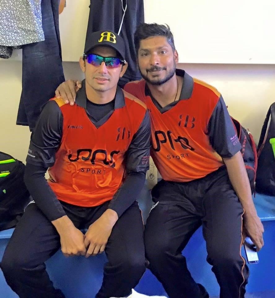 Saeed Ajmal And Kumar Sangakkara Pic Before Essex County Cricket Club Match
