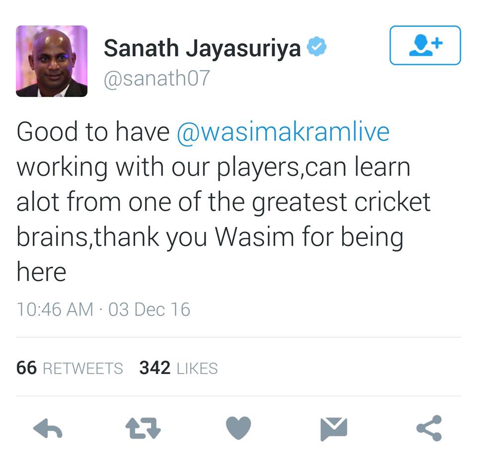Sanath Jayasuriya Tweet