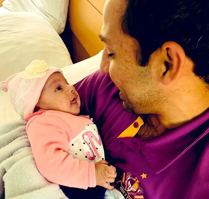 Sarfaraz Ahmad With His Newly Born Daughter
