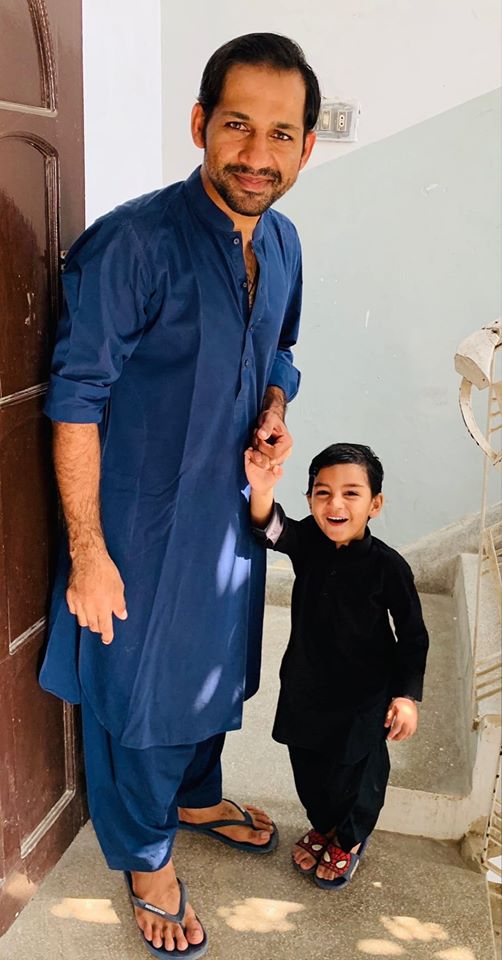 Sarfaraz Ahmed And His Son Pictured After Jumma Prayer
