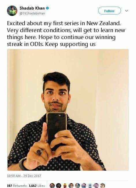 Shadab Khan Tweeted About NZ Conditions