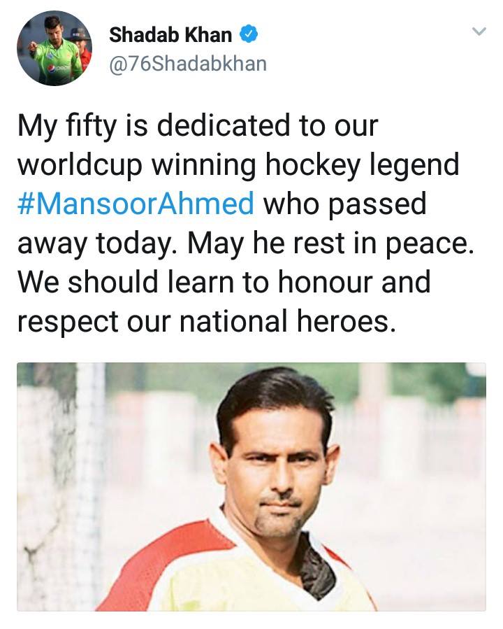 Shadad Khan Dedicate His Fifty To Mansoor Ahmed