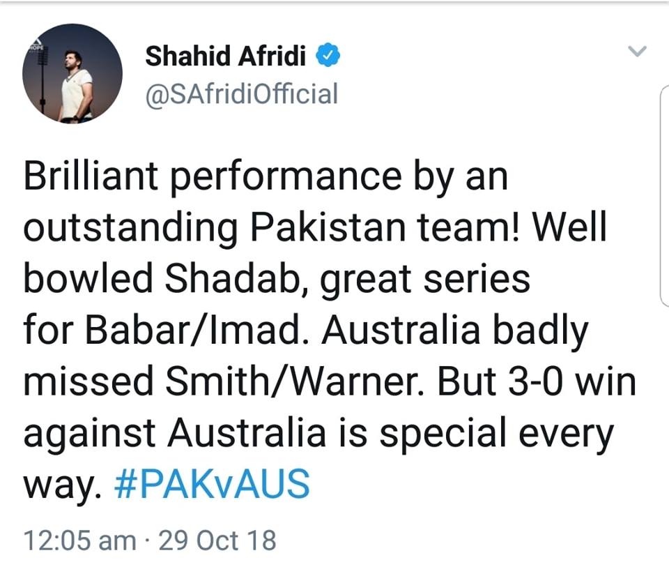 Shahid Afridi On Pakistan's 3-0 Whitewash Against Australia