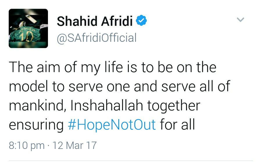Shahid Afridi Tweet