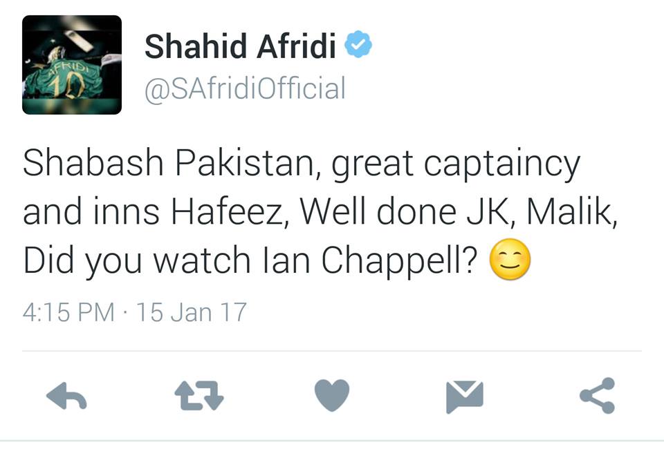 Shahid Afridi Tweet About Pakistan Victory
