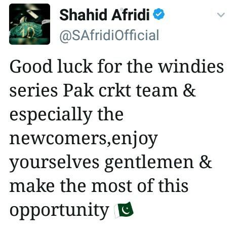 Shahid Afridi Tweet About West Indies Tour