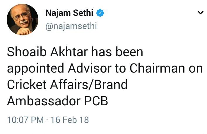 Shoaib Akhtar Gets A Role In PCB