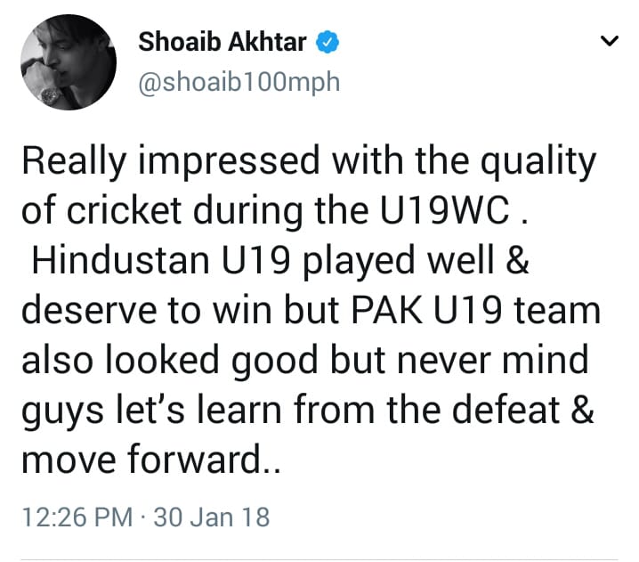 Shoaib Akhtar Tweeted About U10 team Performance