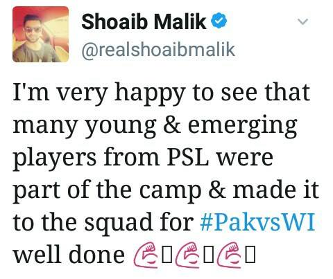 Shoaib Malik Tweet About Young Players