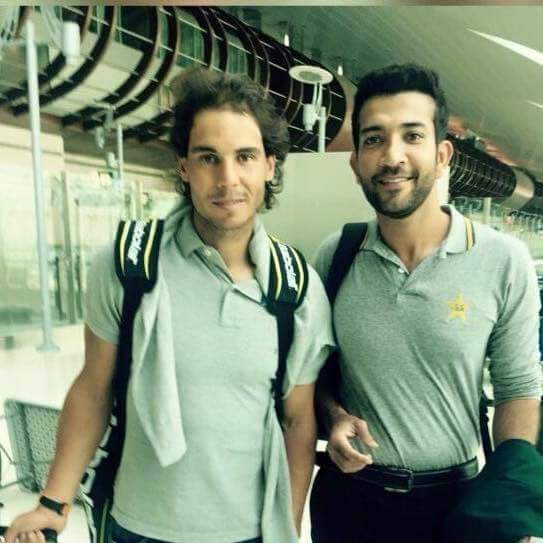 Sohaib Maqsood is pictured with Tennis King, Rafael Nadal
