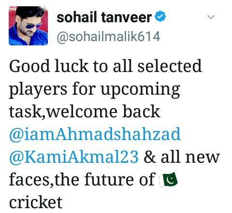 Sohail Tanveer Tweet About Selection