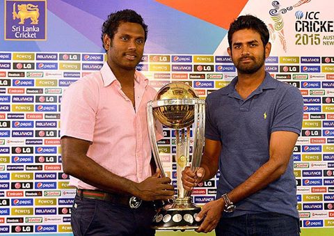 Sri Lankan Captain Angelo Mathews Pose With World Cup 2015 Trophy