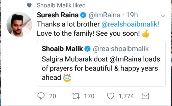 Suresh Raina Tweeted On His Birthday