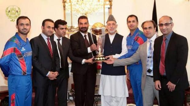 The ICC Cricket World Cup 2015 Trophy Receives President Hamid Karzai