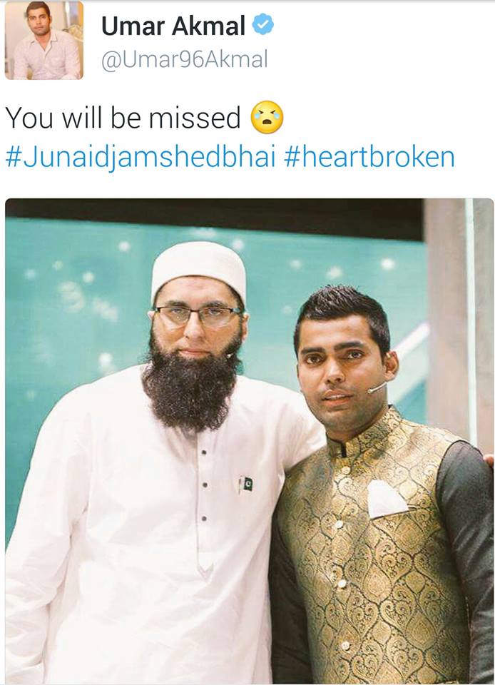 Umar Akmal Tweet For Junaid Jamshed