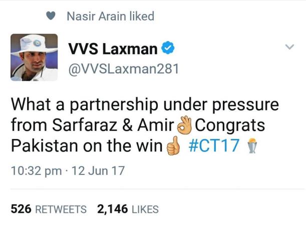 VVS Laxman Tweet