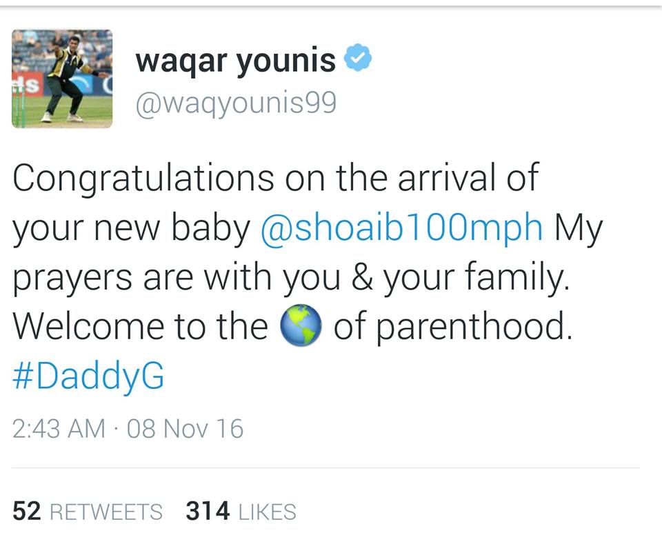 Waqar Younis Congratulates Shoaib Akhtar On Arrival Of New Born Baby