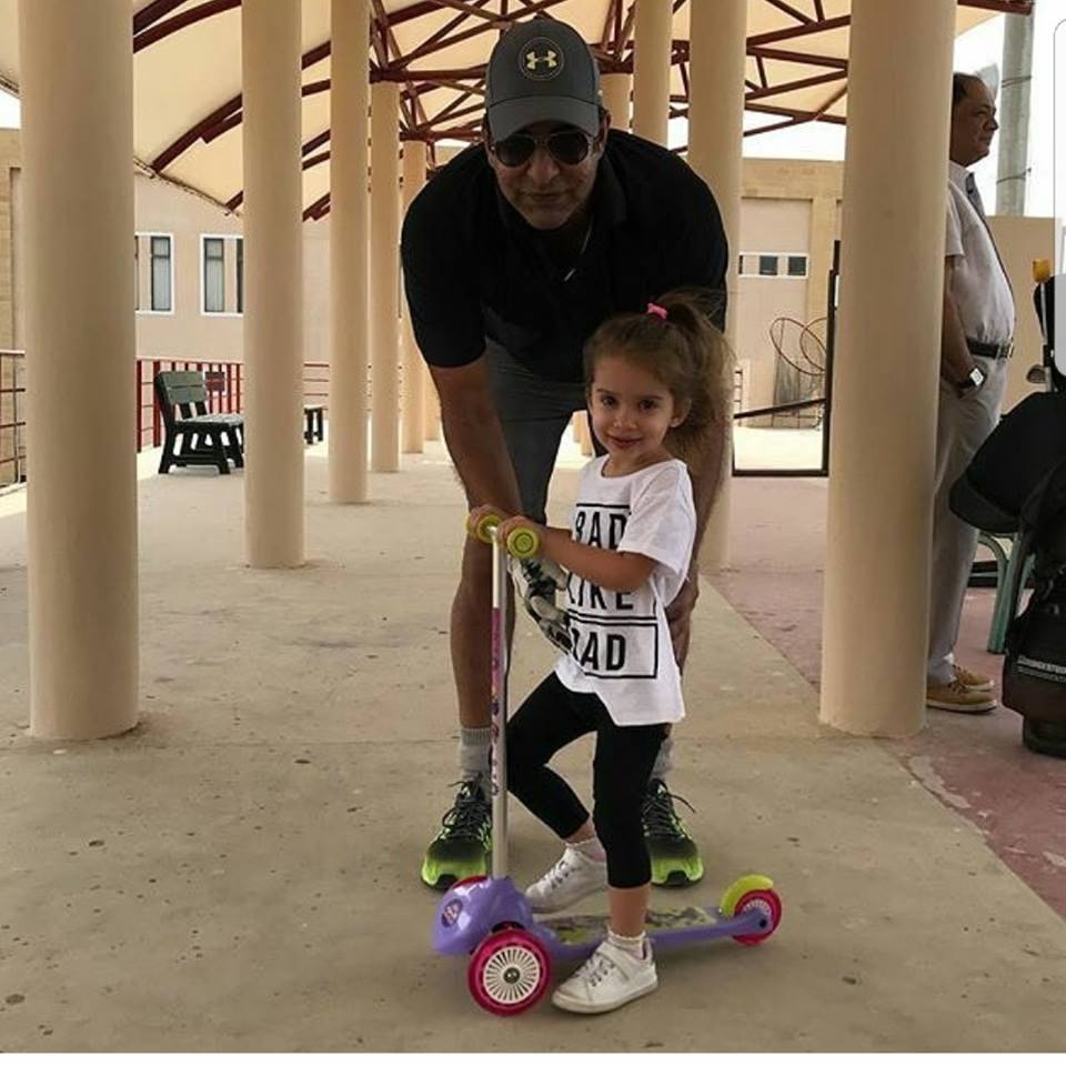 Waseem Akram With His Little Angel