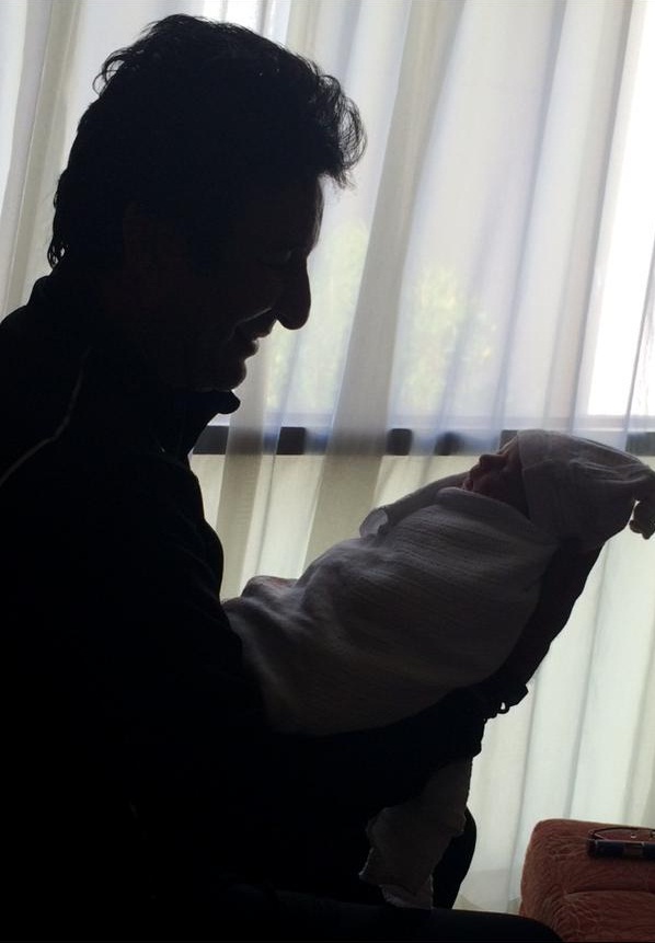 Wasim Akram With His Newborn Baby Girl