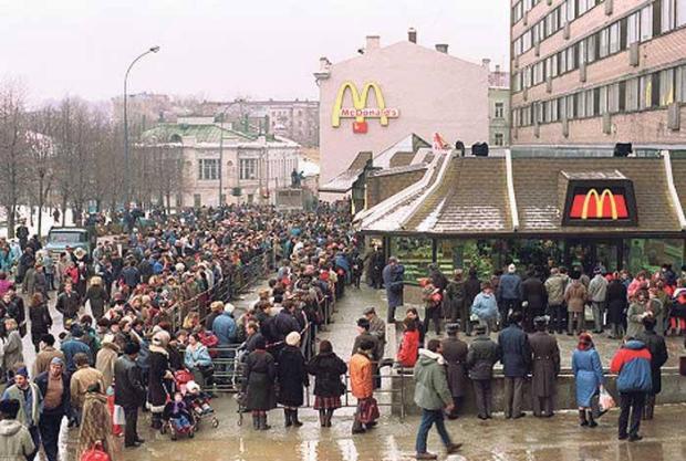 The first McDonalds opened in 1990 in Moscow...huge lines