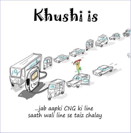 CNG ki line ki khushi