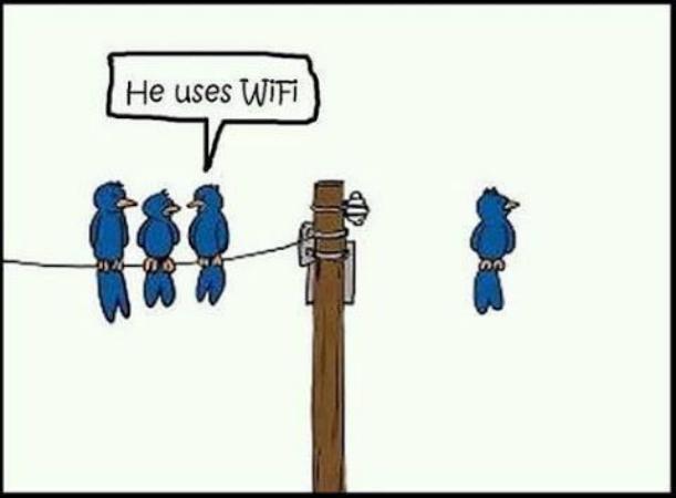 He uses WIFI