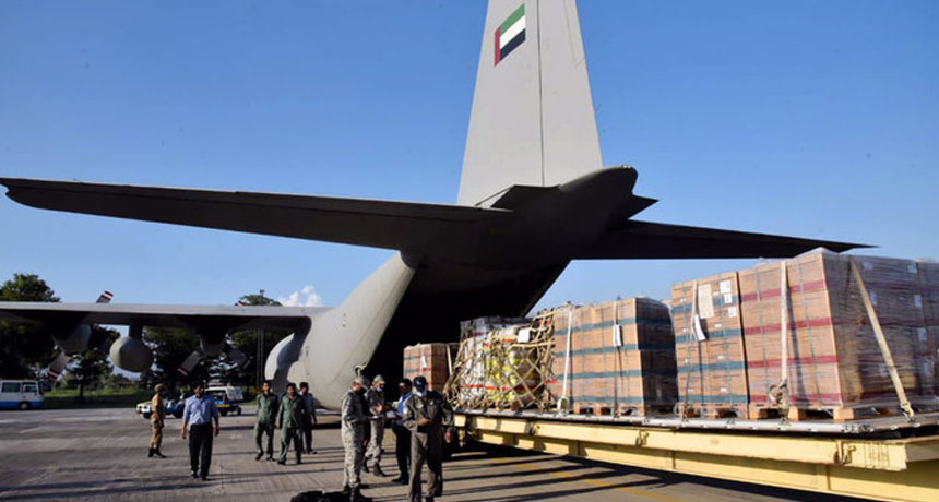 Plane From UAE Carrying Relief Goods For Flood-Affected