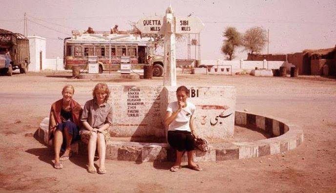 Western Tourists Wait At Bus Stand In Sibi Balochistan 1975
