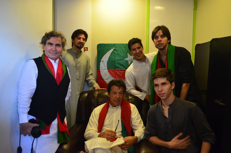 Imran Khan With His Relatives After Eid prayers inside Azadi Bus