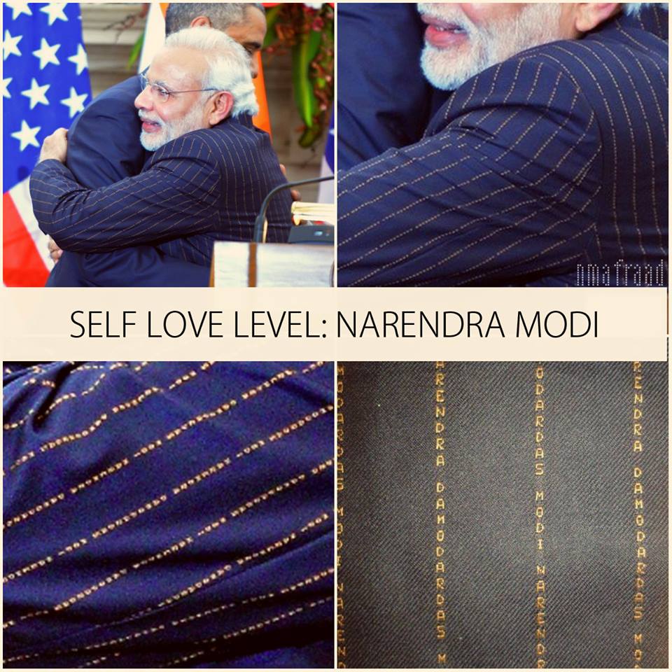 Narendra Modi Suit With His Own Name Stripes