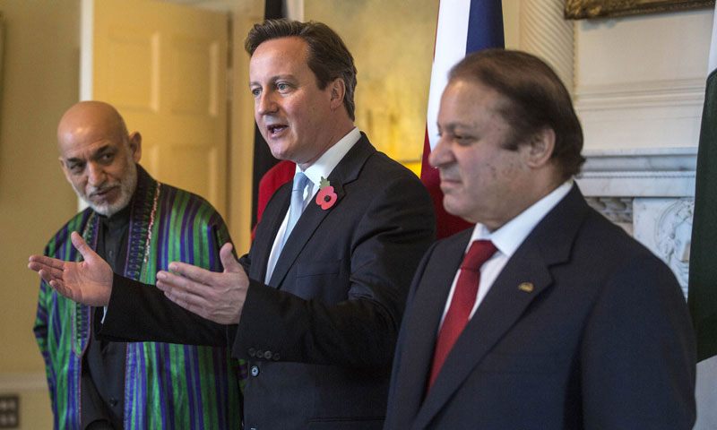 PM Nawaz Sharif Met British PM David Cameron And Afghan President Hamid Karzai