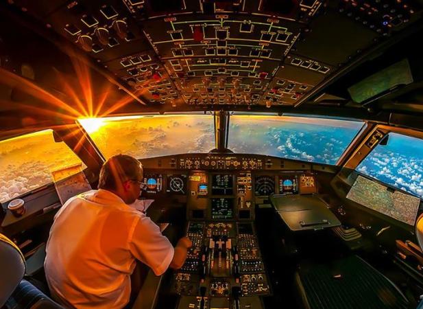 Sunrise as seen from an airplane