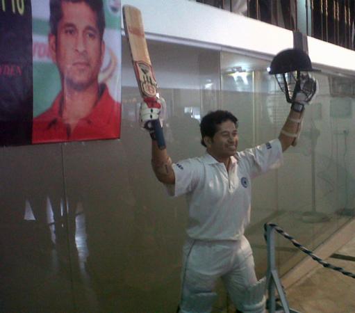 A wax statue of Sachin Tendulkar at Indian dressing room