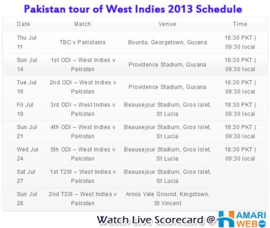 pakistan tour of west indies 2013